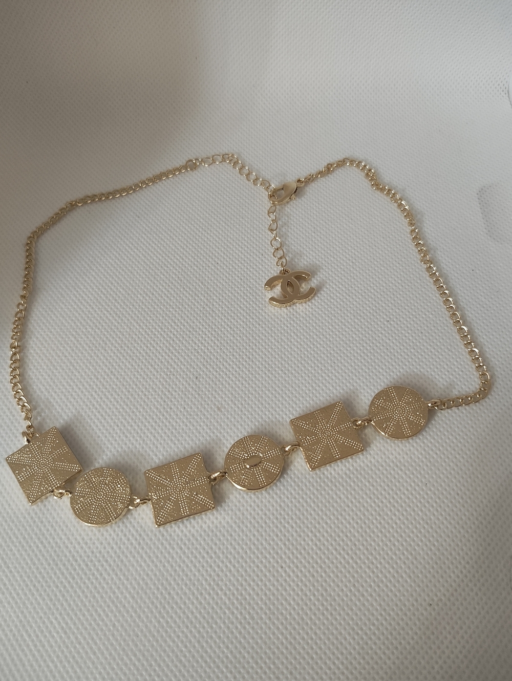 Gold Tone Multicolor Enamel CC Letter Necklace - Picture 4 of 6